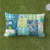 アロハパッチワークハワイアン熱帯プリント-ティール（緑がかった色） アウトドアクッション (芝生)