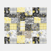 アロハパッチワークハワイアン熱帯プリント – ニュートラル フリースブランケット (正面(横))