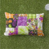 アロハパッチワークハワイアン熱帯プリント – バイオレット アウトドアクッション (芝生)
