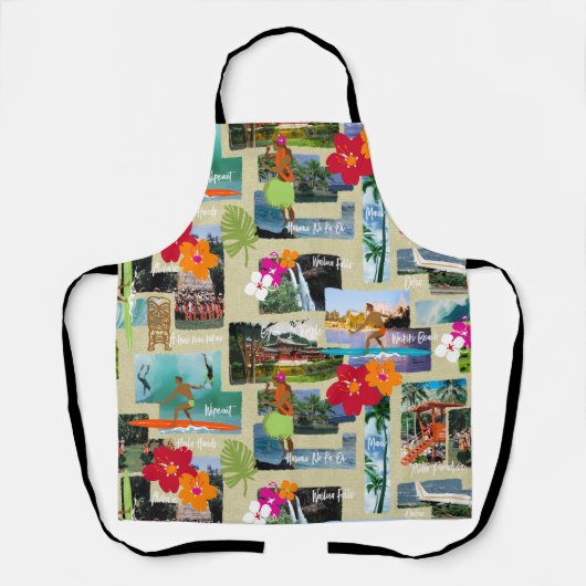 アロハパラダイスハワイアンヴィンテージはがき エプロン (正面)
