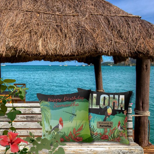 アロハパーソナライズされたトロピカル美しい両面 クッション
