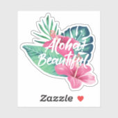 アロハビューティフルトロピカルウォーターカラーパームハイビスカス シール (シート)