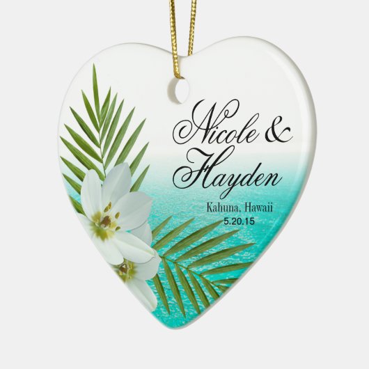 アロハビーチの熱帯花の写真 セラミックオーナメント (左)