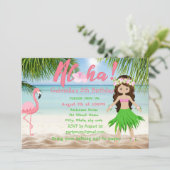 アロハビーチガールズルアウ（ハワイ式宴会）誕生日パーティーの招待 招待状 (スタンド正面)
