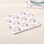 アロハビーチハワイアンスタイルサマーおもしろい スクエアペーパーコースター (アングル)