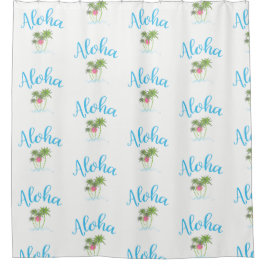 アロハビーチハワイアンスタイルサマーホワイト シャワーカーテン