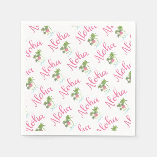 アロハビーチハワイアンスタイルパーティー カッコいい スタンダードカクテルナプキン (正面)