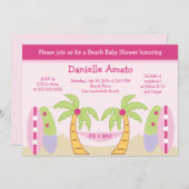 アロハビーチパーティーベビーガールシャワー招待状 招待状 (正面/裏面)