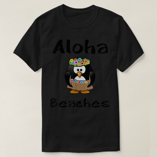 アロハビーチペンギンフラダンスおもしろいT Tシャツ (デザイン正面)
