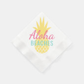 アロハビーチ熱帯黄色パイナップル 縁ありカクテルナプキン (角)