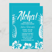 アロハビーチ結婚式ブライダルシャワーパイナップル 招待状 (正面/裏面)