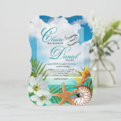 アロハビーチ結婚式プルメリアフランジパニナウティラス 招待状 (スタンド正面)