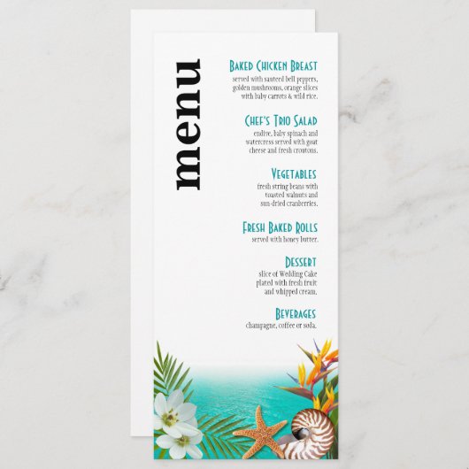 アロハビーチ結婚式メニュープルメリアフランギパニ メニュー (正面/裏面)