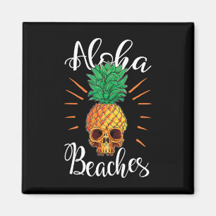 アロハビーチ ハワイ パイナップル ドクロ 旅行Tシャツ マグネット
