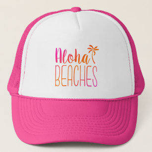 アロハビーチ  ピンクとオレンジのトラッカーハット キャップ
