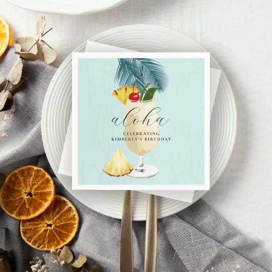 アロハピナコラダグリーンカクテルバースデーパーティー スタンダードカクテルナプキン