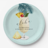 アロハピナコラダグリーンカクテルバースデーパーティー ペーパープレート (正面)