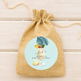 アロハピナコラダグリーンカクテルバースデーパーティー ラウンドシール