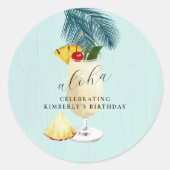 アロハピナコラダグリーンカクテルバースデーパーティー ラウンドシール (正面)