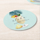 アロハピナコラダグリーンカクテルバースデーパーティー ラウンドペーパーコースター (アングル)