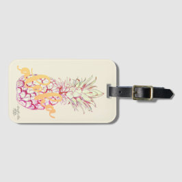 アロハピンクのパイナップルバッグのラベル ラゲッジタグ