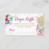 アロハピンクのパイナップルベビーシャワーおむつラッフル エンクロージャーカード (正面)