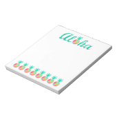 アロハピンクの水色パイナップル ノートパッド (回転)