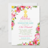 アロハピンクイエローパイナップル卒業ルアウ(ハワイ式宴会)パーティー 招待状 (正面)