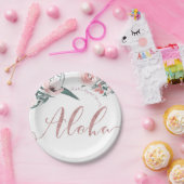 アロハピンクトロピカルサマーフローラブライダルシャワー ペーパープレート (パーティー)