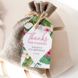 アロハピンクトロピカルフローラ誕生日 ギフトタグ