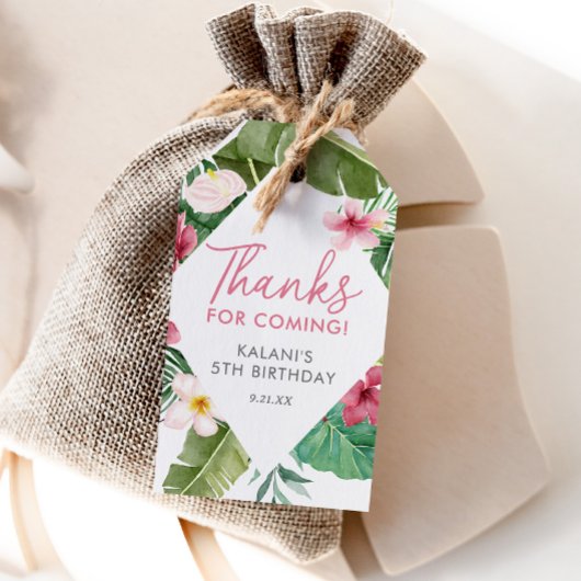 アロハピンクトロピカルフローラ誕生日 ギフトタグ