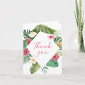 アロハピンクトロピカルフローラ誕生日 サンキューカード (正面)