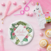 アロハピンクトロピカルフローラ誕生日 ペーパープレート (パーティー)