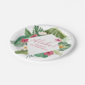 アロハピンクトロピカルフローラ誕生日 ペーパープレート (アングル)