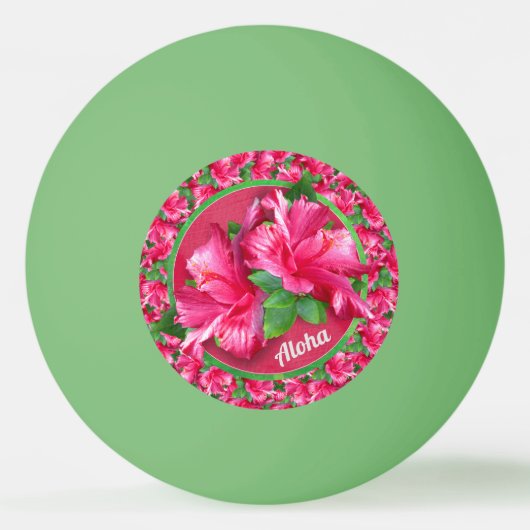 アロハピンクハイビスカス 卓球ボール (正面)