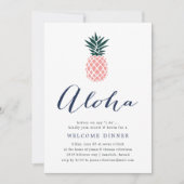 アロハピンクパイナップルウェルカムディナー招待状 招待状 (正面)