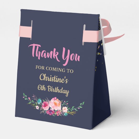 アロハピンクパイナップルフローラネイビーブルー誕生日 フェイバーボックス (裏面サイド)