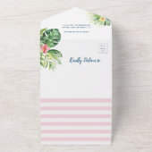 アロハピンク熱帯少女ベビーシャワーおむつラッフル オールインワン招待状 (外側)