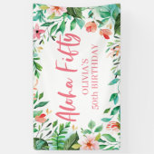 アロハフィフティトロピカルルアウ（ハワイ式宴会）50th誕生日バナー 横断幕 (縦)