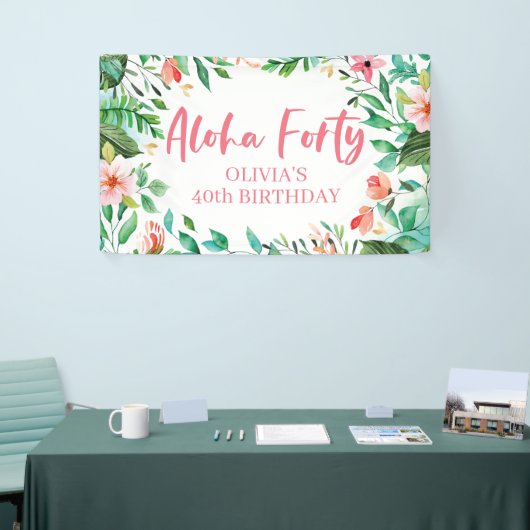 アロハフォートロピカルルアウ（ハワイ式宴会）誕生日バナー 横断幕 (トレードショー)
