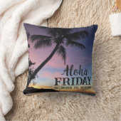 アロハフライデーハローウィークエンドパームツリープリント クッション (ブランケット)