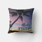 アロハフライデーハローウィークエンドパームツリープリント クッション (裏面)