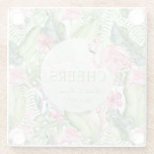 アロハフラミンゴトロピカルビーチ結婚式 ガラスコースター (裏面)