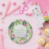 アロハフラミンゴトロピカルビーチ結婚式 ペーパープレート (パーティー)