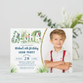 アロハフラミンゴ熱帯ビーチ誕生日写真 招待状 (スタンド正面)