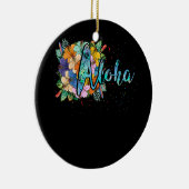 アロハフラワーズハワイアンハワイビーチルアウ（ハワイ式宴会）パーティー セラミックオーナメント (右)