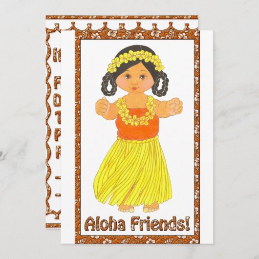 アロハフレンズハワイアンルアウ（ハワイ式宴会）招待状 セーブザデート (正面/裏面)