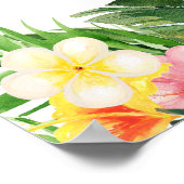 アロハフローラの葉フラミンゴ1歳の誕生日へようこそ ポスター (角)