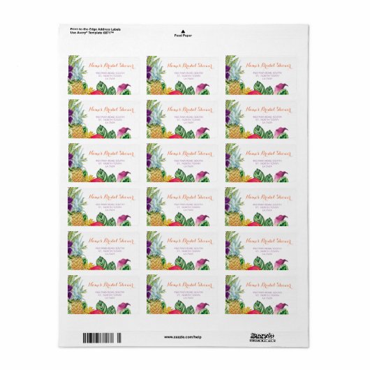 アロハブライダルシャワーの宛名ラベルのルアウ(ハワイ式宴会)のステッカー ラベル (フルシート)