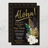 アロハブライダルシャワー招待フェイク、金ゴールド 招待状 (正面/裏面)